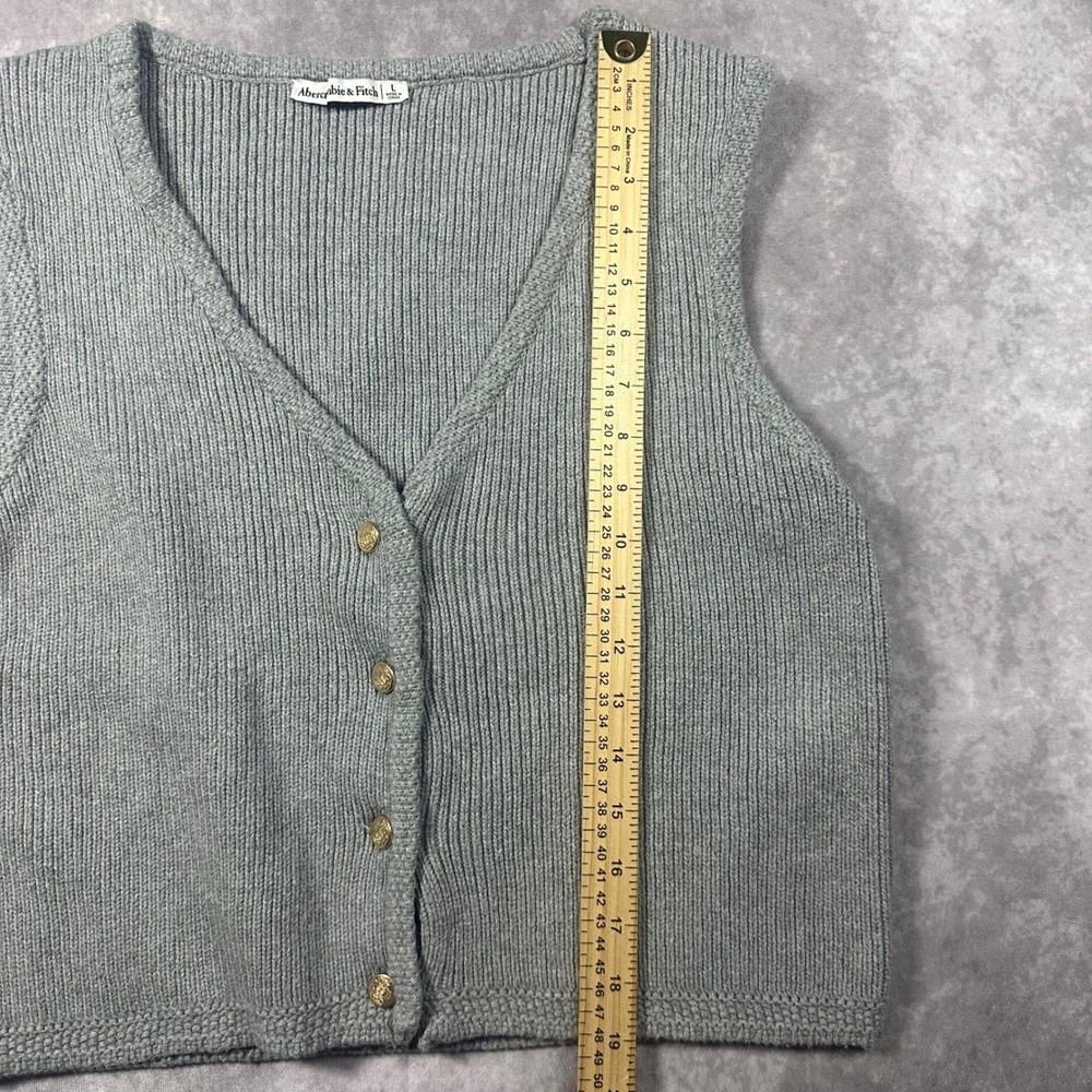 Abercrombie & Fitch Womens Gray Ribbed Knit Sweater Vest Large Preppy Collegiate - Picture 7 of 7